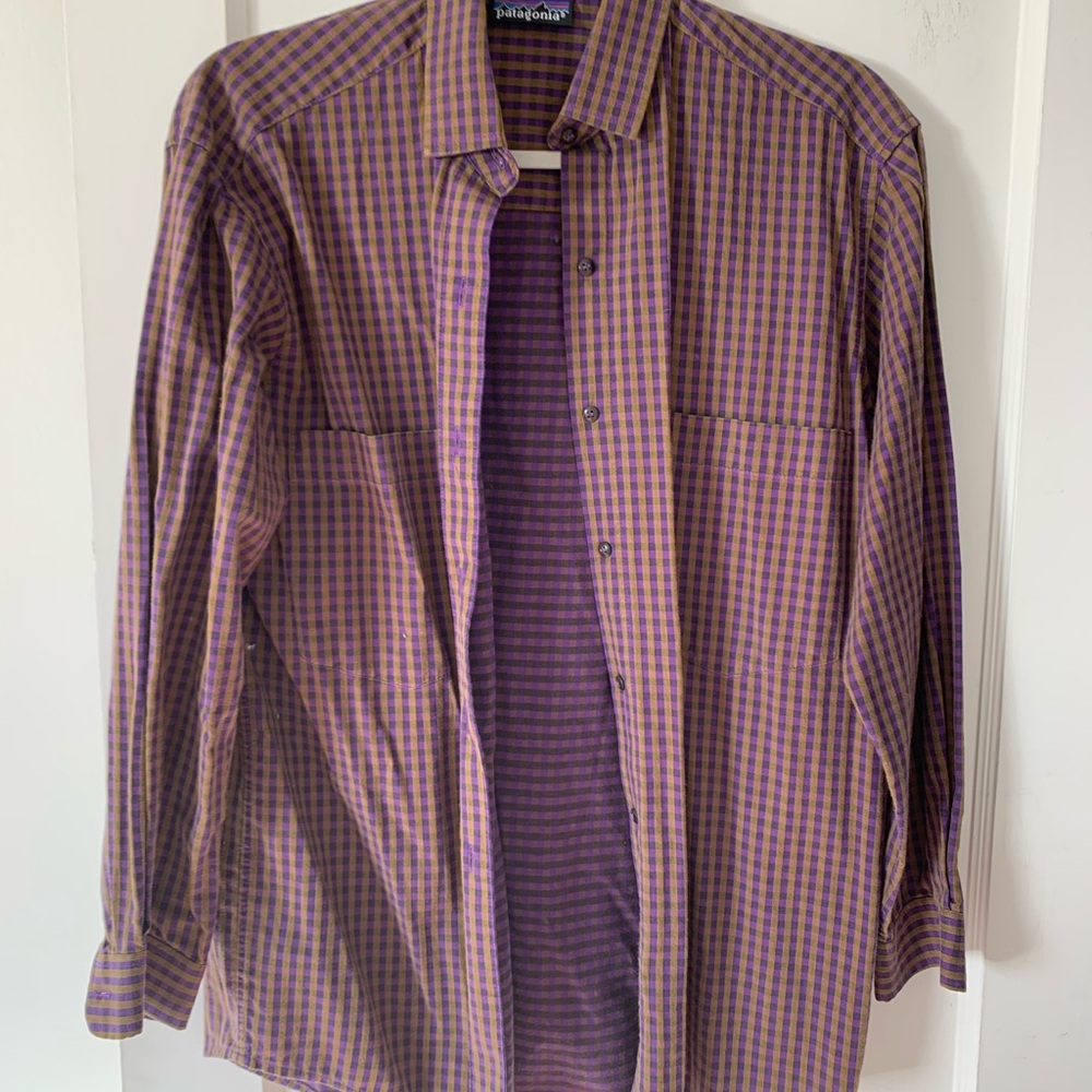 Patagonia Purple and Brown Checkered Men's Shirt